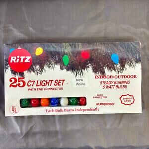 Ritz C7 Christmas Holiday Light Set 25 Bulbs Multicolor Tested Working